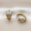 Oro Laminado Huggie Hoop, Gold Filled Style Heart Design, Polished, Tricolor, 02.156.0729.15