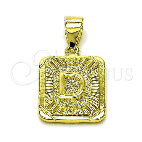 Oro Laminado Fancy Pendant, Gold Filled Style Initials Design, Diamond Cutting Finish, Golden Finish, 05.411.0046