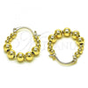 Oro Laminado Small Hoop, Gold Filled Style Ball Design, Polished, Golden Finish, 02.213.0486.20