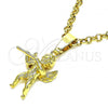 Oro Laminado Religious Pendant, Gold Filled Style Angel Design, Diamond Cutting Finish, Golden Finish, 5.183.001
