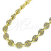 Oro Laminado Fancy Necklace, Gold Filled Style Puff Mariner Design, with White Micro Pave, Polished, Golden Finish, 04.63.1402.30
