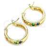 Oro Laminado Small Hoop, Gold Filled Style with Multicolor Cubic Zirconia, Polished, Golden Finish, 02.210.0279.4.20