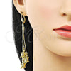 Oro Laminado Long Earring, Gold Filled Style Turtle Design, Polished, Golden Finish, 5.066.008