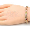 Oro Laminado Tennis Bracelet, Gold Filled Style with Multicolor Cubic Zirconia, Polished, Golden Finish, 03.284.0014.1.08
