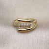 Oro Laminado Multi Stone Ring, Gold Filled Style with White Micro Pave, Polished, Golden Finish, 01.266.0067