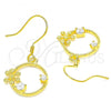 Sterling Silver Dangle Earring, with White Cubic Zirconia, Polished, Golden Finish, 02.366.0013.1