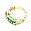 Oro Laminado Multi Stone Ring, Gold Filled Style with Green Cubic Zirconia, Polished, Golden Finish, 01.346.0023.3.08