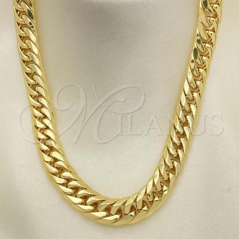 Stainless Steel Basic Necklace, Curb Design, Polished, Golden Finish, 04.257.0008.28
