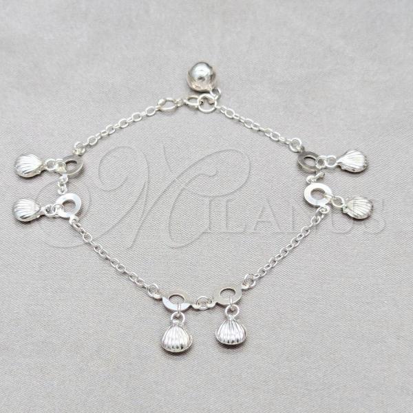 Sterling Silver Fancy Bracelet, Shell Design, Polished, Silver Finish, 03.409.0081.08