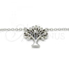 Sterling Silver Pendant Necklace, Tree Design, with White Cubic Zirconia, Polished, Rhodium Finish, 04.336.0083.16