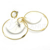 Oro Laminado Long Earring, Gold Filled Style White Resin Finish, Golden Finish, 02.268.0076