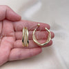 Oro Laminado Medium Hoop, Gold Filled Style and Filigree with White Crystal, Polished, Golden Finish, 02.170.0459.30