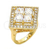Oro Laminado Multi Stone Ring, Gold Filled Style with White Cubic Zirconia, Polished, Golden Finish, 01.210.0056.08 (Size 8)