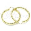 Oro Laminado Large Hoop, Gold Filled Style Hollow Design, Diamond Cutting Finish, Golden Finish, 02.213.0314.60