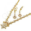 Oro Laminado Necklace and Earring, Gold Filled Style Teardrop Design, with White Cubic Zirconia, Polished, Golden Finish, 06.236.0005