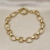 Oro Laminado Fancy Anklet, Gold Filled Style Rolo and Twist Design, Polished, Golden Finish, 03.415.0007.10