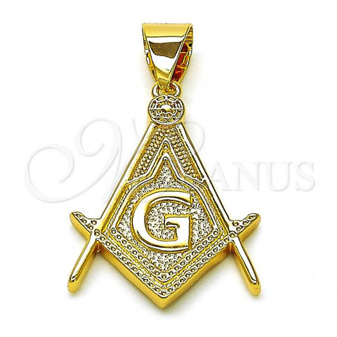 Oro Laminado Religious Pendant, Gold Filled Style Polished, Golden Finish, 05.342.0212