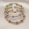 Oro Laminado Trio Bangle, Gold Filled Style and Ball Polished, Tricolor, 07.282.0023