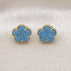 Oro Laminado Stud Earring, Gold Filled Style Flower Design, with Turquoise Opal, Polished, Golden Finish, 02.313.0004.4