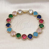 Oro Laminado Tennis Bracelet, Gold Filled Style with Multicolor Cubic Zirconia, Polished, Golden Finish, 03.424.0002.2.08