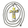 Stainless Steel Pendant Necklace, Crucifix Design, Polished, Two Tone, 04.116.0021.30