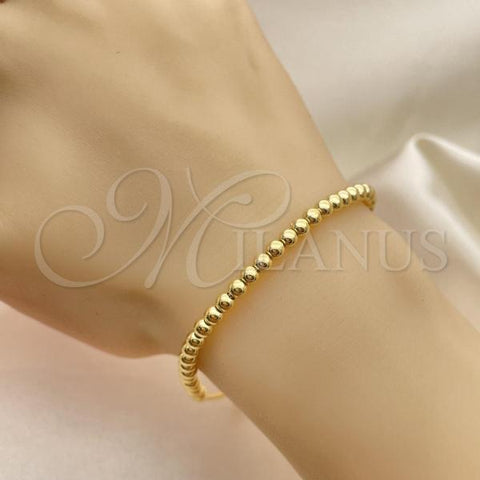 Oro Laminado Fancy Bracelet, Gold Filled Style Ball Design, Polished, Golden Finish, 03.32.0584.07