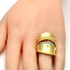 Oro Laminado Multi Stone Ring, Gold Filled Style with White Crystal, Polished, Golden Finish, 01.241.0043.10 (Size 10)