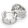 Sterling Silver Huggie Hoop, with White Micro Pave, Polished, Rhodium Finish, 02.186.0120.1.15