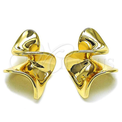 Oro Laminado Stud Earring, Gold Filled Style Polished, Golden Finish, 02.428.0013