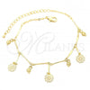 Oro Laminado Charm Bracelet, Gold Filled Style Flower and Twist Design, Polished, Golden Finish, 03.105.0032.10