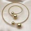 Oro Laminado Necklace and Bracelet, Gold Filled Style Ball Design, with White Cubic Zirconia, Polished, Golden Finish, 06.421.0004