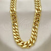 Oro Laminado Basic Necklace, Gold Filled Style Miami Cuban Design, with White Cubic Zirconia, Polished, Golden Finish, 03.278.0005.30