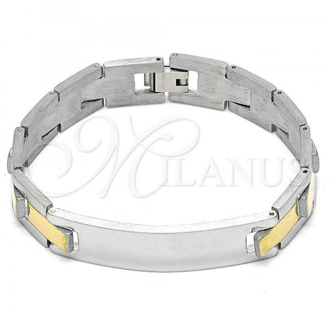 Stainless Steel Solid Bracelet, Polished, Two Tone, 03.114.0225.2.08