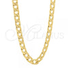 Oro Laminado Basic Necklace, Gold Filled Style Curb Design, Polished, Golden Finish, 5.222.004.24