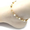 Oro Laminado Fancy Anklet, Gold Filled Style Ball Design, with Ivory Pearl, Polished, Golden Finish, 03.63.2227.10