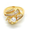 Gold Tone Multi Stone Ring, with White Cubic Zirconia, Polished, Golden Finish, 01.199.0001.08.GT (Size 8)