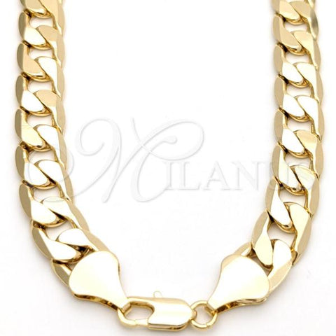 Oro Laminado Basic Necklace, Gold Filled Style Curb Design, Polished, Golden Finish, 03.419.0012.24