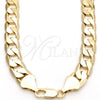 Oro Laminado Basic Necklace, Gold Filled Style Curb Design, Polished, Golden Finish, 03.419.0012.24