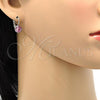 Rhodium Plated Leverback Earring, Disco Design, with Light Rose Swarovski Crystals, Polished, Rhodium Finish, 02.239.0010.2