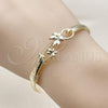 Oro Laminado Individual Bangle, Gold Filled Style Tree and Bird Design, Polished, Golden Finish, 07.192.0038.04