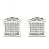 Sterling Silver Stud Earring, with White Cubic Zirconia, Polished, Rhodium Finish, 02.369.0013