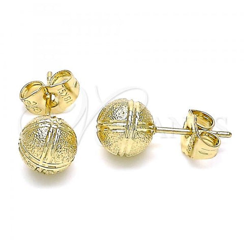 Oro Laminado Stud Earring, Gold Filled Style Matte Finish, Golden Finish, 02.100.0109