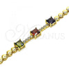 Oro Laminado Fancy Bracelet, Gold Filled Style with Multicolor Cubic Zirconia, Polished, Golden Finish, 03.283.0129.1.07