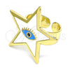 Oro Laminado Elegant Ring, Gold Filled Style Evil Eye and Star Design, White Enamel Finish, Golden Finish, 01.313.0009 (One size fits all)