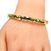 Gold Tone Individual Bangle, Heart Design, Black Enamel Finish, Golden Finish, 07.252.0031.05.GT (07 MM Thickness, Size 5 - 2.50 Diameter)