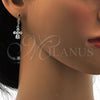 Rhodium Plated Dangle Earring, Flower and Teardrop Design, with White Cubic Zirconia, Polished, Rhodium Finish, 02.217.0057.2