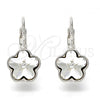 Rhodium Plated Leverback Earring, Flower Design, with Crystal Swarovski Crystals, Polished, Rhodium Finish, 02.239.0012.3