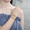 Oro Laminado Fancy Bracelet, Gold Filled Style Guadalupe Design, with Garnet Crystal, Polished, Golden Finish, 03.351.0040.07