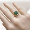 Oro Laminado Multi Stone Ring, Gold Filled Style Cluster Design, with Green and White Cubic Zirconia, Polished, Golden Finish, 01.196.0038