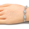 Sterling Silver Fancy Bracelet, with White Cubic Zirconia, Polished, Rhodium Finish, 03.286.0014.07